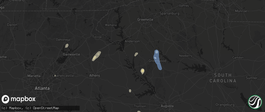 Hail map in Iva, SC on May 22, 2026