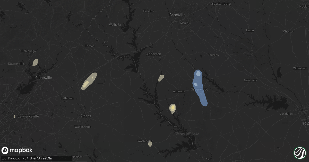 Hail map in Iva, SC on May 22, 2026