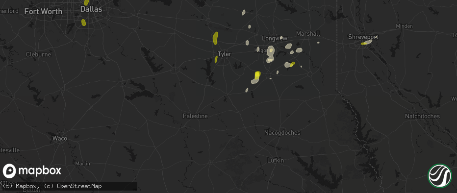 Hail map in Jacksonville, TX on May 22, 2026