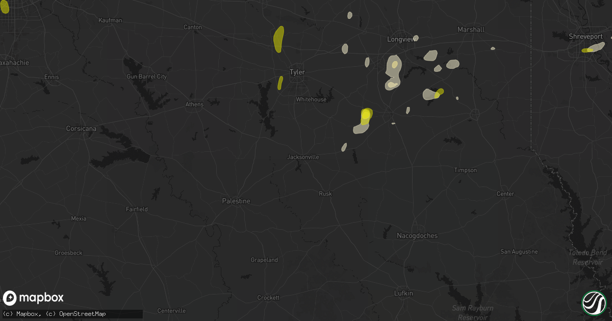 Hail map in Jacksonville, TX on May 22, 2026