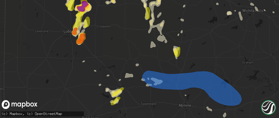 Hail map in Jayton, TX on May 22, 2026