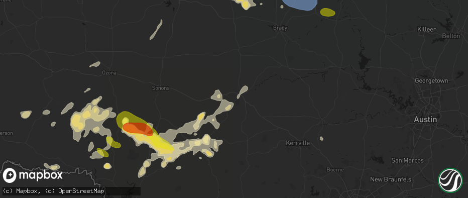 Hail map in Junction, TX on May 22, 2026