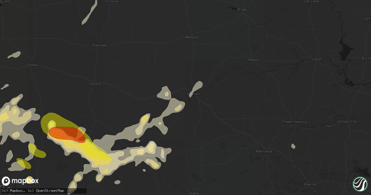 Hail map in Junction, TX on May 22, 2026