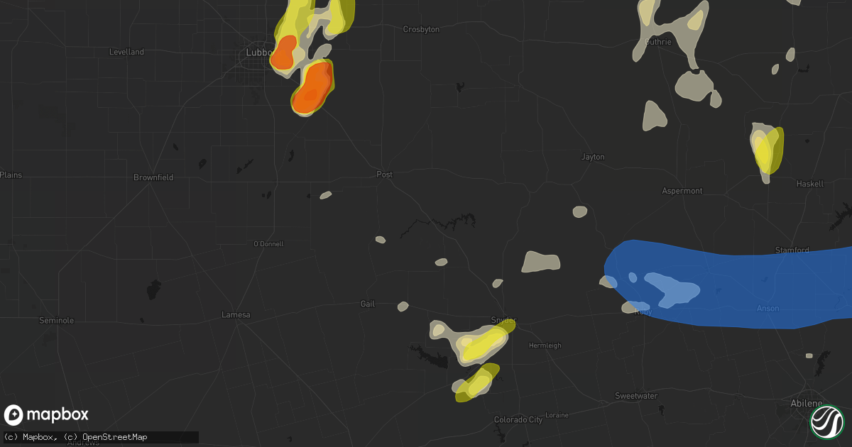 Hail map in Justiceburg, TX on May 22, 2026