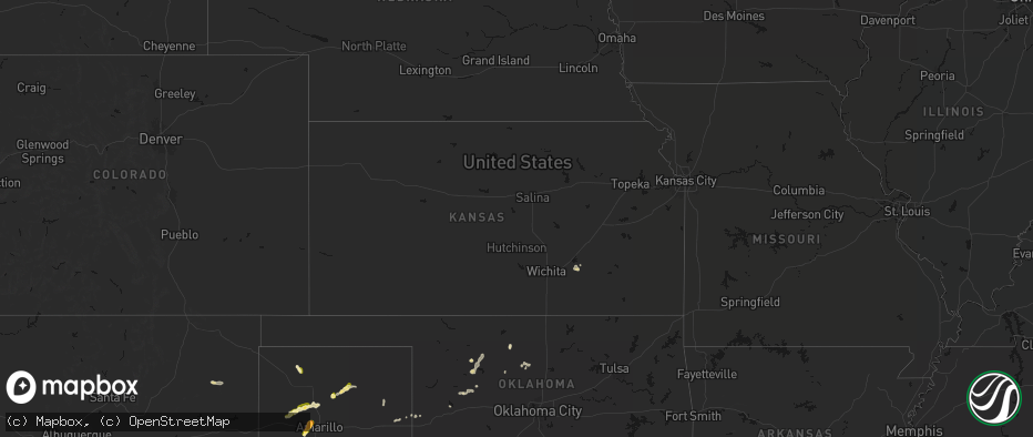 Hail map in Kansas on May 22, 2026