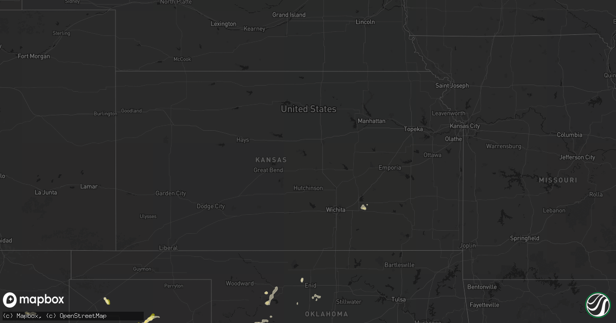 Hail map in Kansas on May 22, 2026