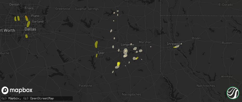 Hail map in Kilgore, TX on May 22, 2026
