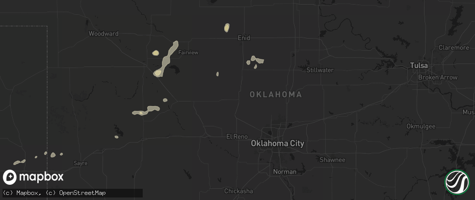 Hail map in Kingfisher, OK on May 22, 2026