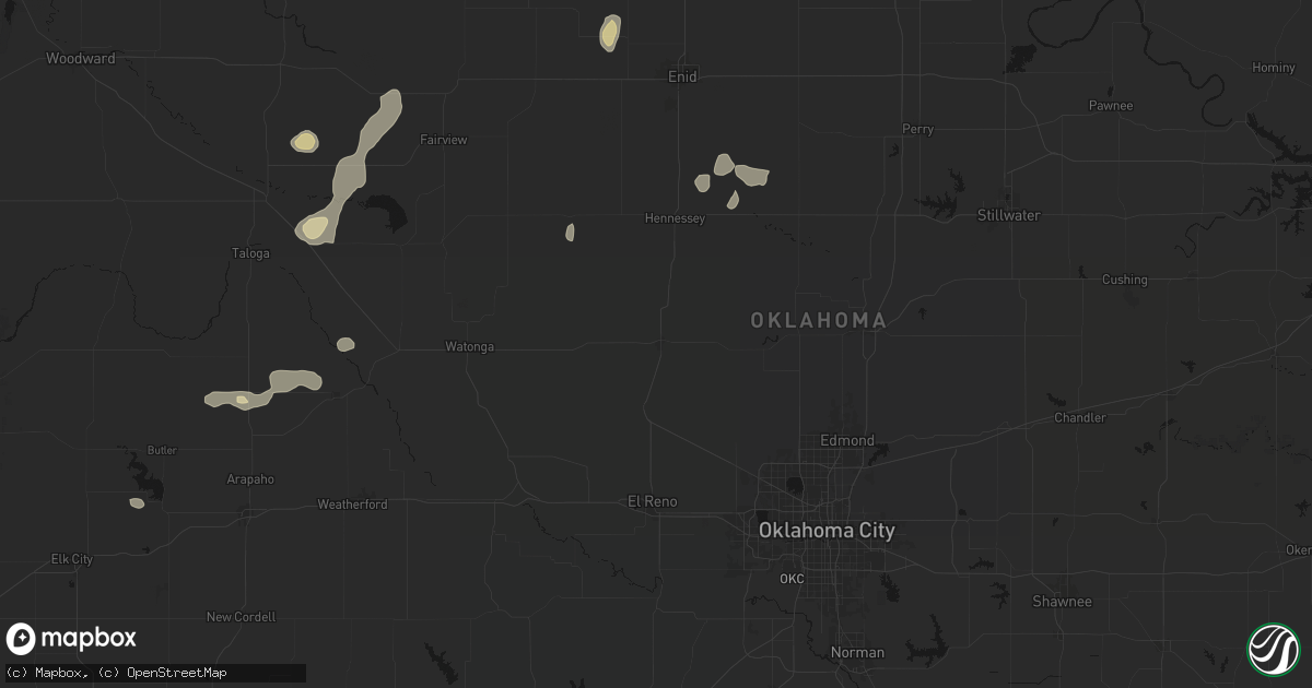 Hail map in Kingfisher, OK on May 22, 2026
