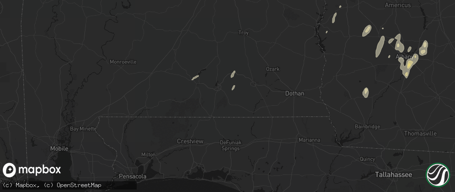 Hail map in Kinston, AL on May 22, 2026