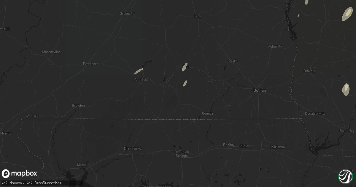 Hail map in Kinston, AL on May 22, 2026