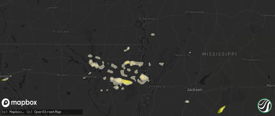 Hail map in Lake Providence, LA on May 22, 2026