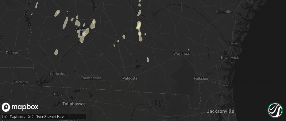 Hail map in Lakeland, GA on May 22, 2026