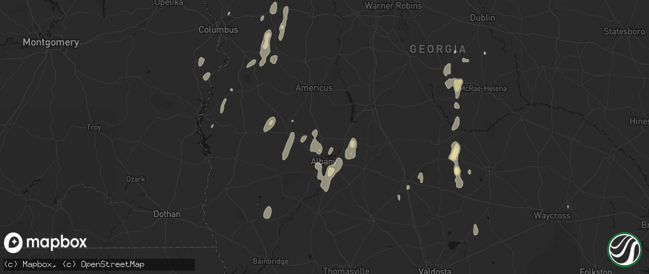 Hail map in Leesburg, GA on May 22, 2026