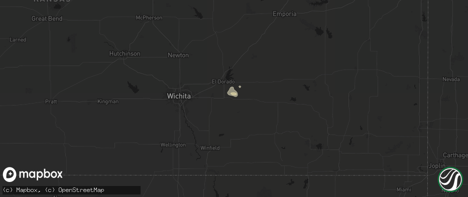 Hail map in Leon, KS on May 22, 2026