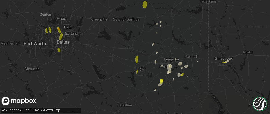 Hail map in Lindale, TX on May 22, 2026