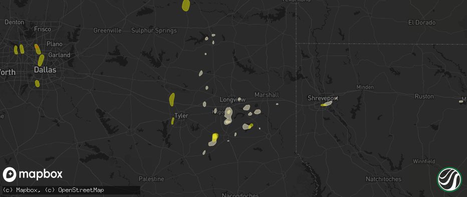 Hail map in Longview, TX on May 22, 2026