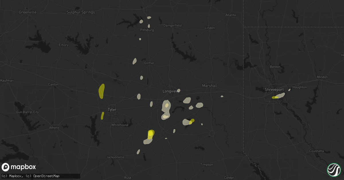 Hail map in Longview, TX on May 22, 2026