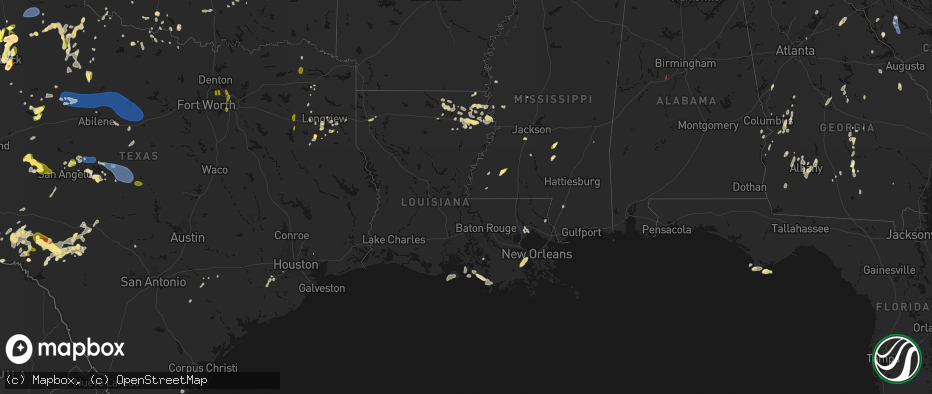 Hail map in Louisiana on May 22, 2026