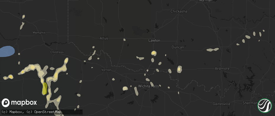Hail map in Loveland, OK on May 22, 2026