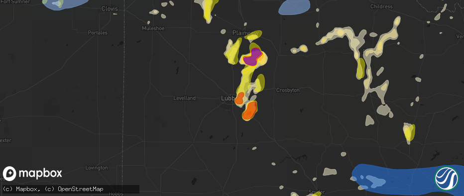 Hail map in Lubbock, TX on May 22, 2026