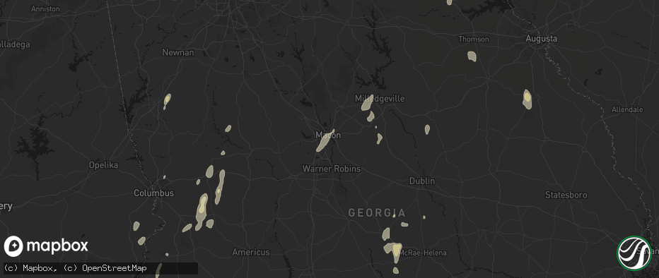 Hail map in Macon, GA on May 22, 2026