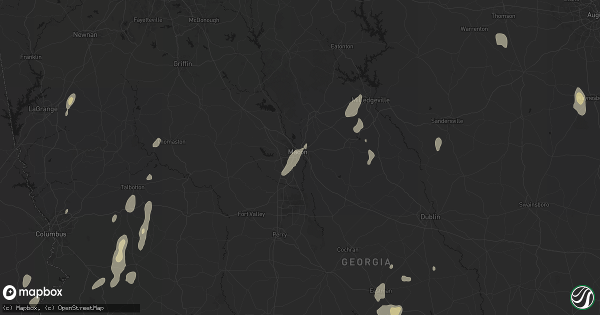 Hail map in Macon, GA on May 22, 2026