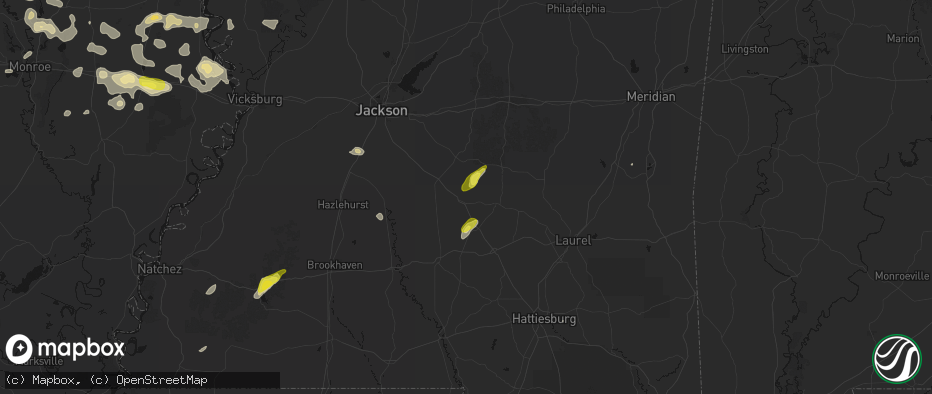 Hail map in Magee, MS on May 22, 2026