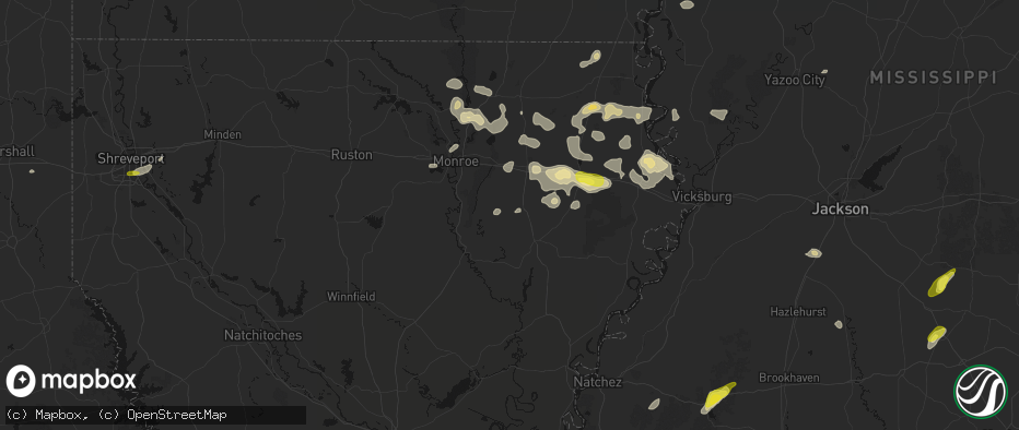 Hail map in Mangham, LA on May 22, 2026
