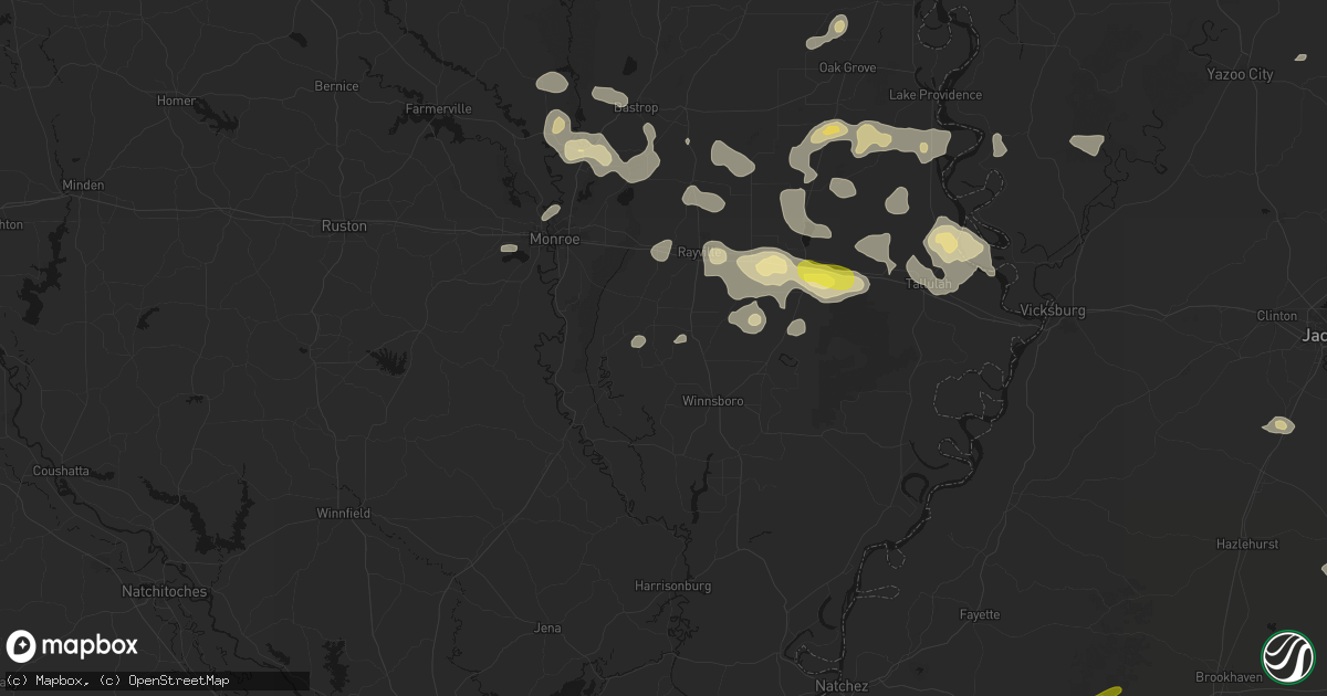 Hail map in Mangham, LA on May 22, 2026