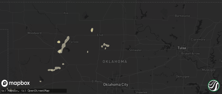 Hail map in Marshall, OK on May 22, 2026