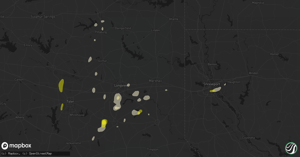 Hail map in Marshall, TX on May 22, 2026