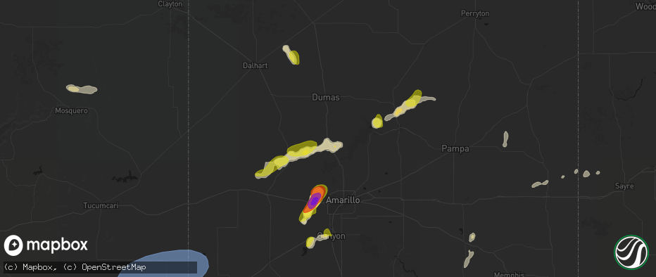 Hail map in Masterson, TX on May 22, 2026