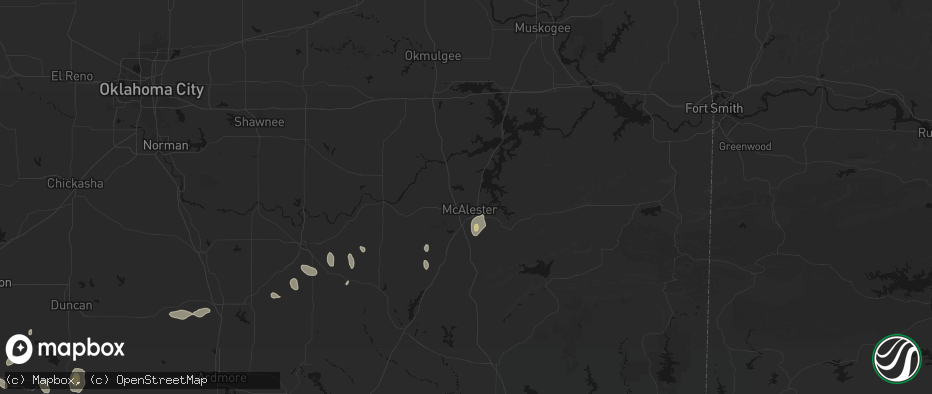 Hail map in Mcalester, OK on May 22, 2026