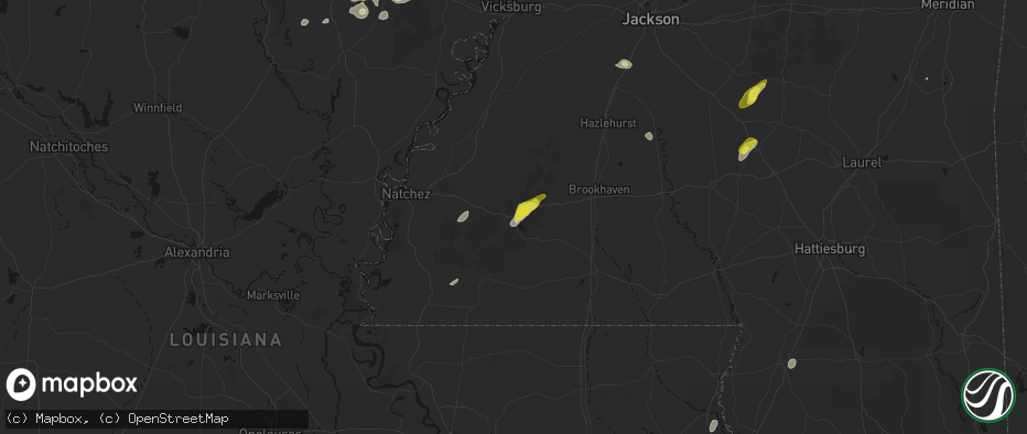 Hail map in Meadville, MS on May 22, 2026