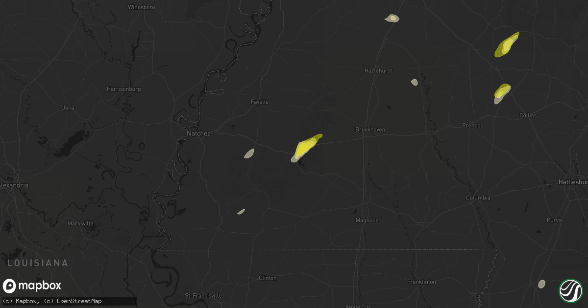 Hail map in Meadville, MS on May 22, 2026