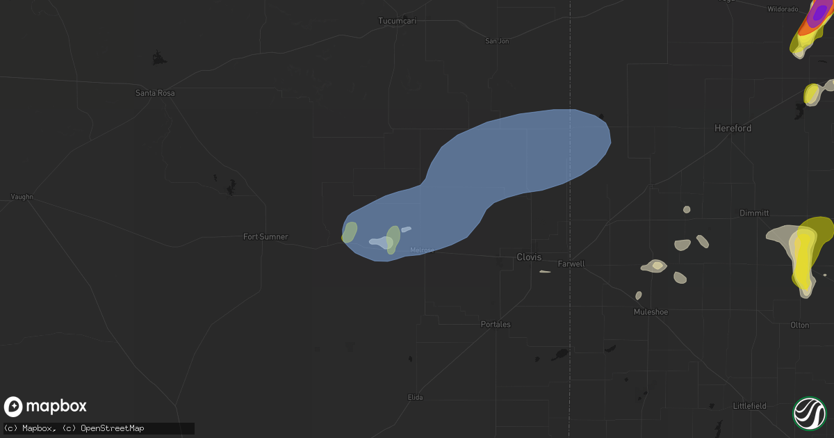 Hail map in Melrose, NM on May 22, 2026