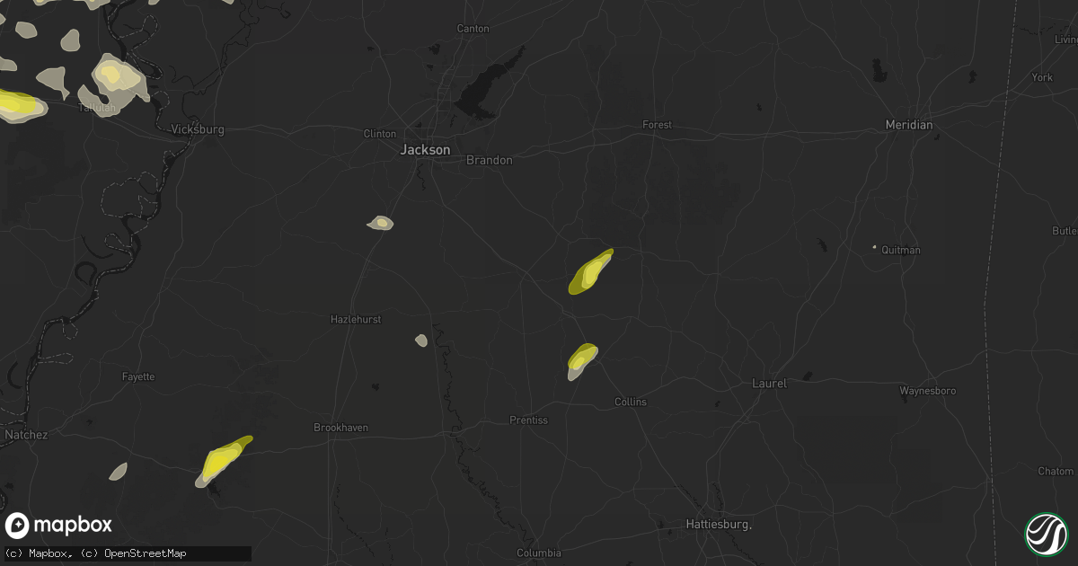 Hail map in Mendenhall, MS on May 22, 2026