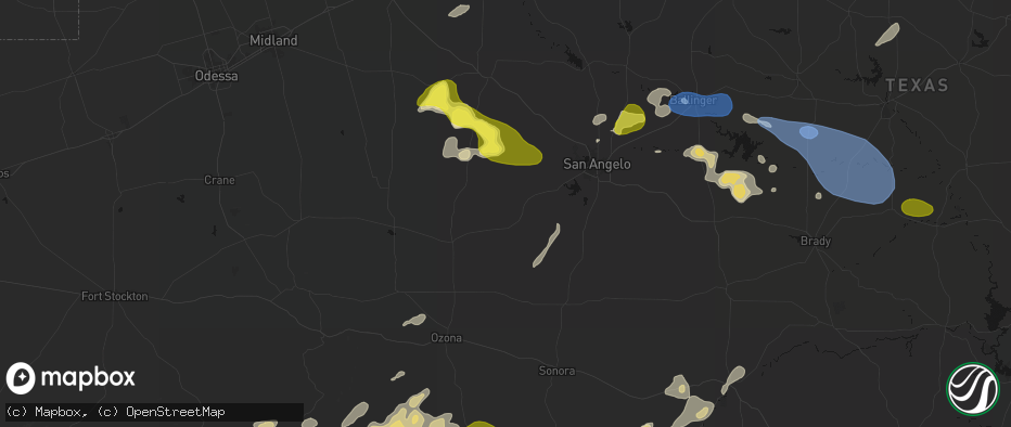 Hail map in Mertzon, TX on May 22, 2026