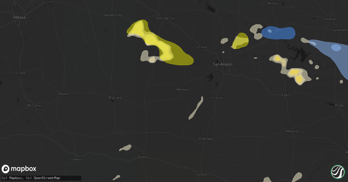 Hail map in Mertzon, TX on May 22, 2026