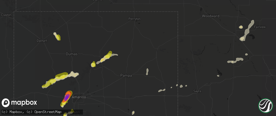 Hail map in Miami, TX on May 22, 2026