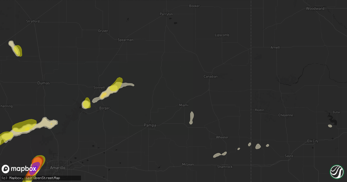 Hail map in Miami, TX on May 22, 2026