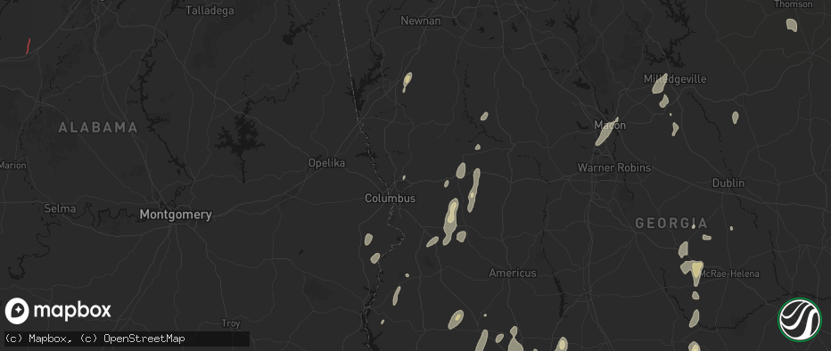 Hail map in Midland, GA on May 22, 2026