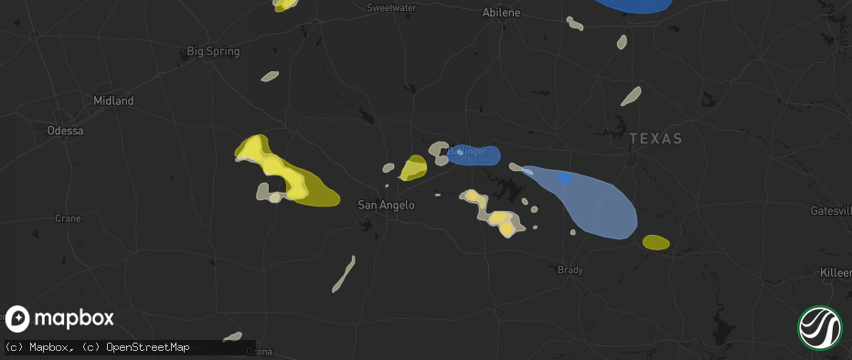 Hail map in Miles, TX on May 22, 2026