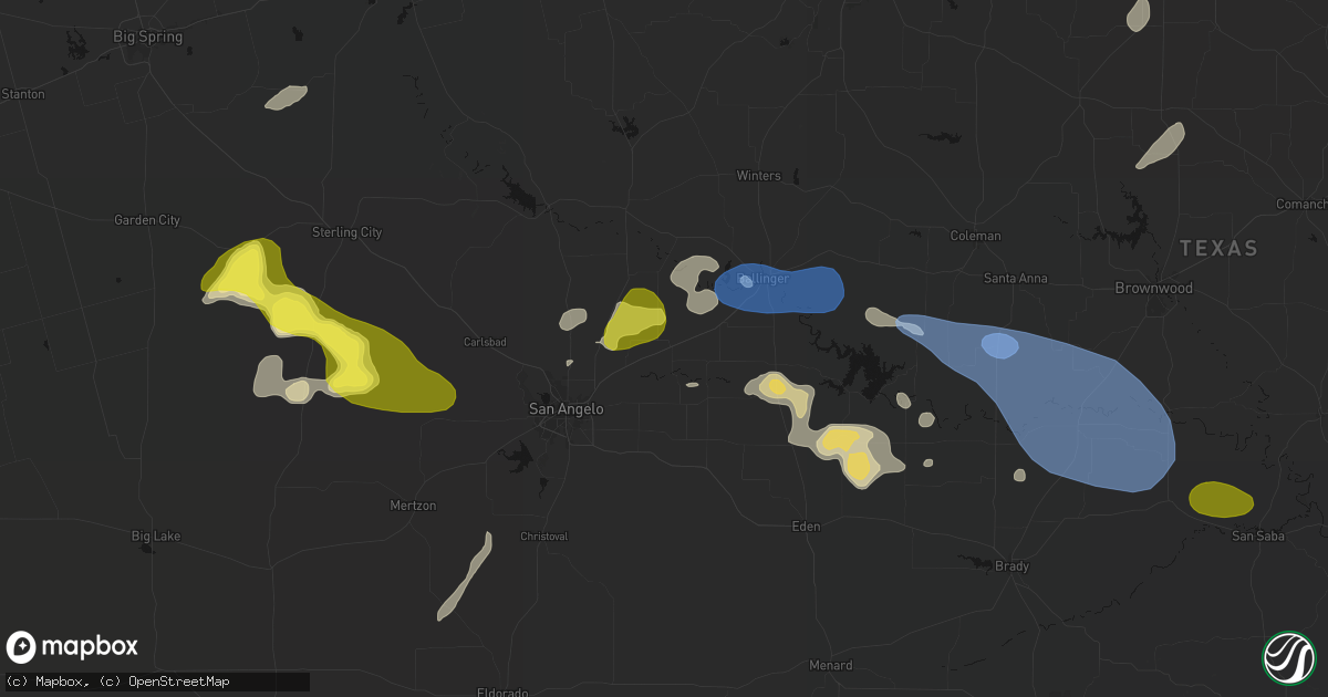 Hail map in Miles, TX on May 22, 2026