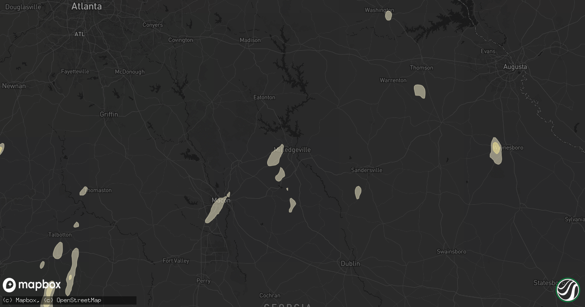 Hail map in Milledgeville, GA on May 22, 2026
