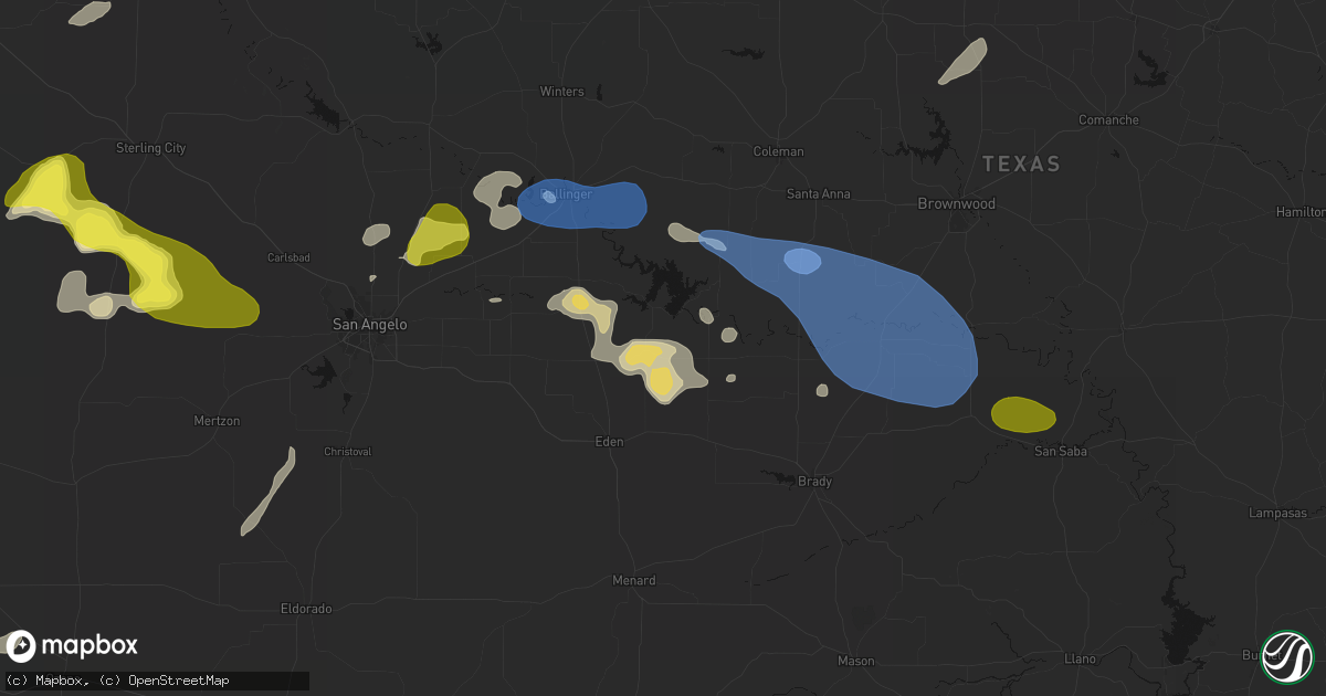 Hail map in Millersview, TX on May 22, 2026