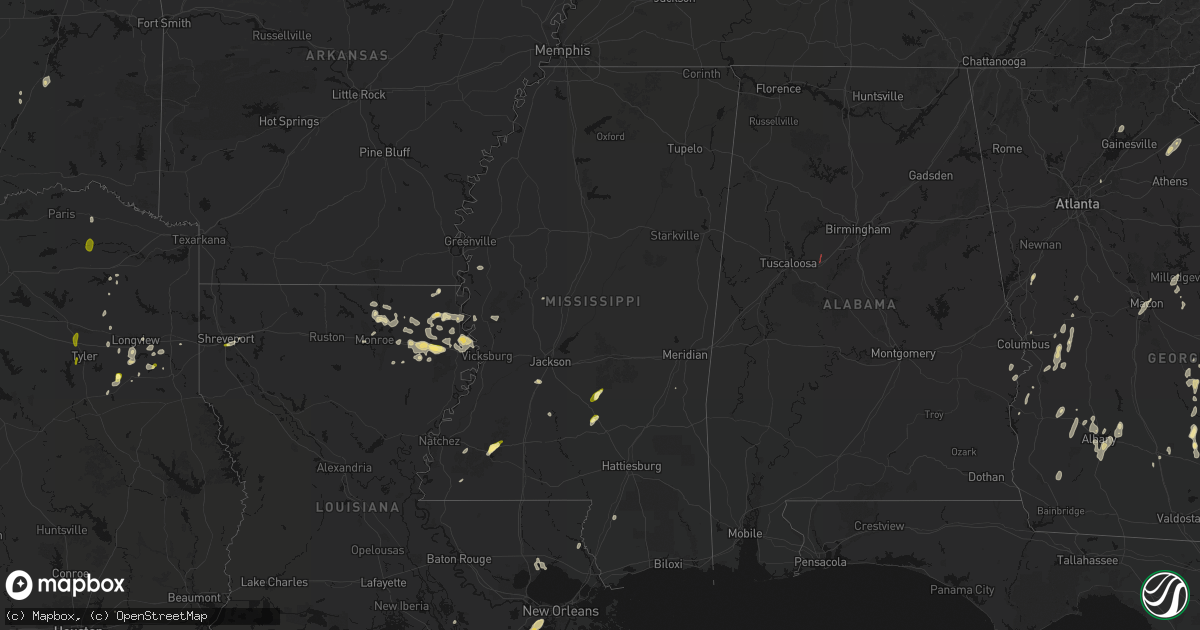 Hail map in Mississippi on May 22, 2026