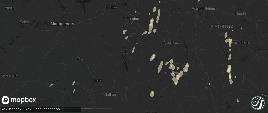 Hail map in Morris, GA on May 22, 2026