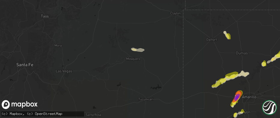 Hail map in Mosquero, NM on May 22, 2026